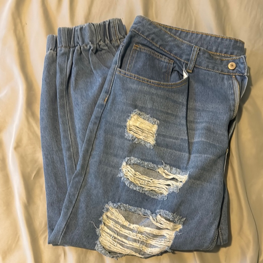 Distressed Blue Denim Joggers